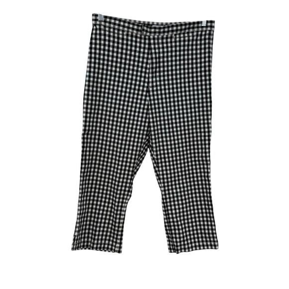 Vintage Carolina Blues Wide Leg Crop Pants 16 Black White Gingham Preppy Retro - Picture 1 of 5